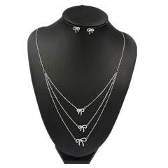 Stainless steel jewelry set Bow tie necklace and earrings