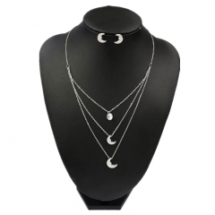 Stainless steel jewelry set Moon necklace and earrings
