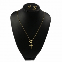 Stainless steel jewelry set Cross necklace and earrings