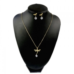 Stainless steel jewelry set Dragonfly necklace and earrings