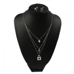 Stainless steel jewelry set Key lock necklace and earrings