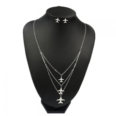 Stainless steel jewelry set Plane necklace and earrings