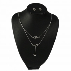 Stainless steel jewelry set Heart necklace and earrings