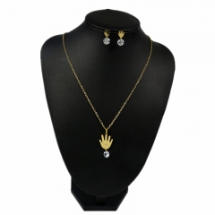 Stainless steel jewelry set Religious palm necklace and earrings