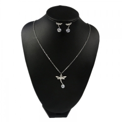 Stainless steel jewelry set Dragonfly necklace and earrings