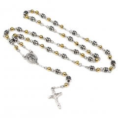 7*8mm bead  Stainless Steel Rosary Necklace