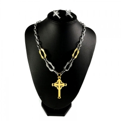Stainless steel jewelry set  Cross necklace and earrings