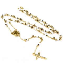 6mm bead  Stainless Steel Rosary Necklace