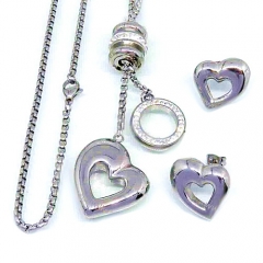 Stainless steel jewelry set Heart Necklace and earrings