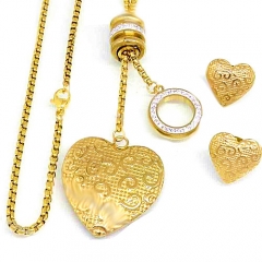Stainless steel jewelry set Heart Necklace and earrings