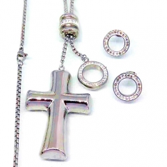 Stainless steel jewelry set  Cross Necklace and earrings