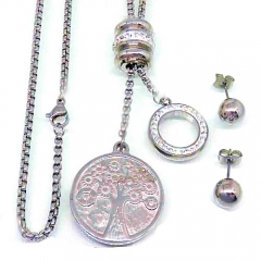 Stainless steel jewelry set  Tree of life Necklace and earrings