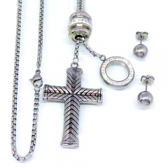 Stainless steel jewelry set Cross Necklace and earrings