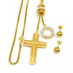 Stainless steel jewelry set Cross Necklace and earrings