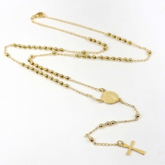 3mm Gold bead Stainless Steel Rosary Necklace