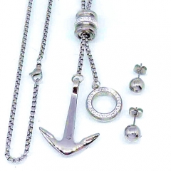 Stainless steel jewelry set Anchor necklace and earrings
