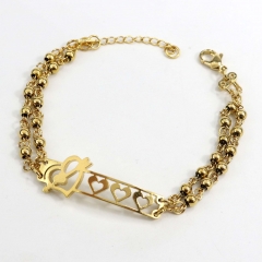 4MM beads stainless steel Heart-shaped bracelet