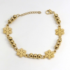 6MM beads stainless steel snowflake bracelet