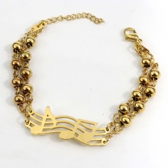 6MM beads stainless steel musical note bracelet