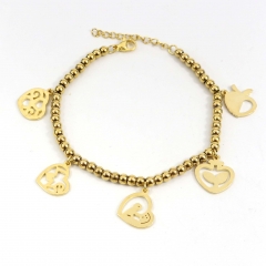 4MM beads stainless steel Heart bracelet