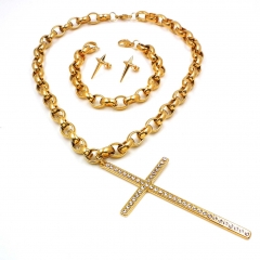 Women Stainless steel jewelry set Necklace + Earrings+Bracelet