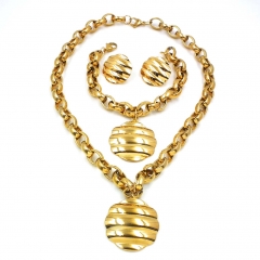 Women Stainless steel jewelry set Necklace + Earrings+Bracelet