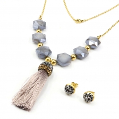 Stainless steel jewelry set Tassels Necklace and earrings