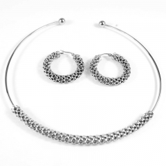 Stainless steel jewelry set Collar necklace and earrings