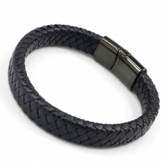 Stainless steel jewelry men's leather bangles wholesale