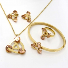 Stainless steel jewelry set Necklace earrings bangle ring Wholesale