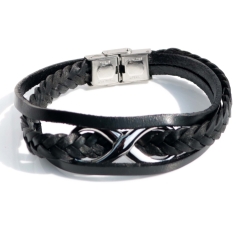 Stainless steel jewelry bangle Leather bracelet Wholesale