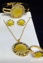 Stainless steel jewelry Necklace Earrings Bracelet ring set Wholesale