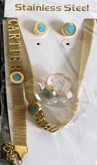 Stainless steel jewelry Necklace Earrings Bracelet ring set Wholesale