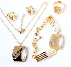 Stainless steel jewelry Necklace Earrings ring Bracelet set Wholesale