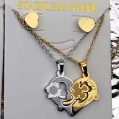 Stainless steel jewelry Couples pendant Necklace Earrings set Wholesale