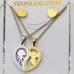 Stainless steel jewelry Couples pendant Necklace Earrings set Wholesale