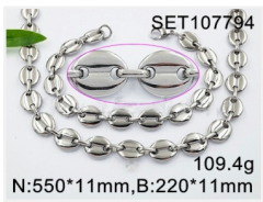 Stainless steel jewelry Necklace Bracelet set Wholesale