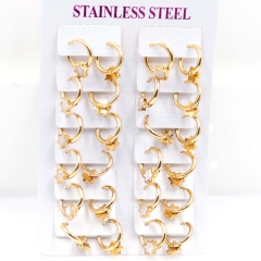 Stainless steel jewelry women earrings 12 pairs wholesale