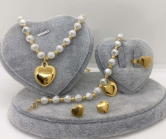 Stainless steel jewelry Necklace Earrings Ring bracelet set Wholesale