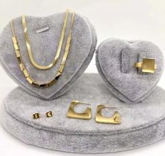 Stainless steel jewelry necklace earring ring set wholesale