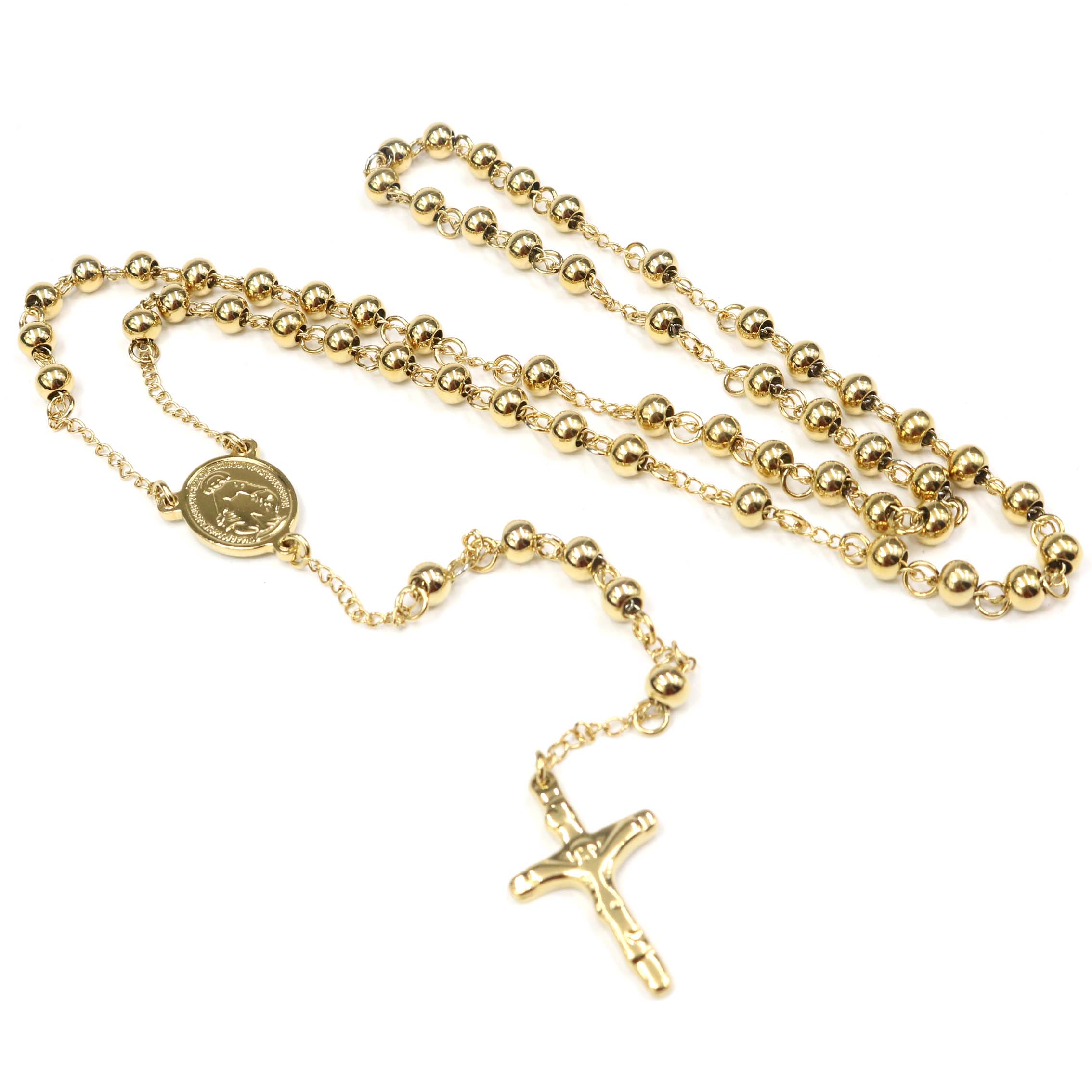 Black Stainless Steel Rosary Necklace