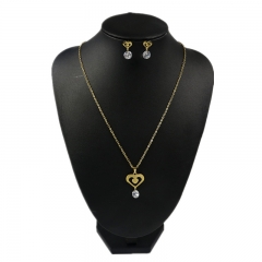 Stainless steel jewelry set Heart necklace and earrings