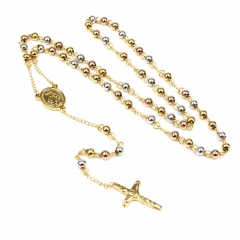 6mm bead  Stainless Steel Rosary Necklace