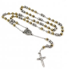 6*8mm bead  Stainless Steel Rosary Necklace