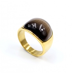 European and American popular stainless steel semi-precious stone ring