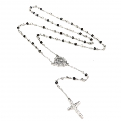 4mm bead  Stainless Steel Rosary Necklace