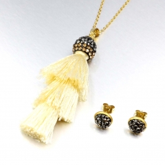 Stainless steel jewelry set Tassels Necklace and earrings