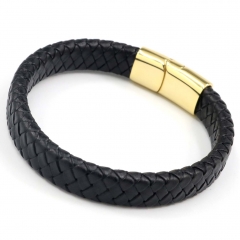 Stainless steel jewelry men's leather bangles wholesale