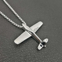 Stainless steel high quality polished simple airplane pendant necklace