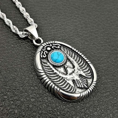 Stainless steel turquoise eagle men's pendant necklace wholesale